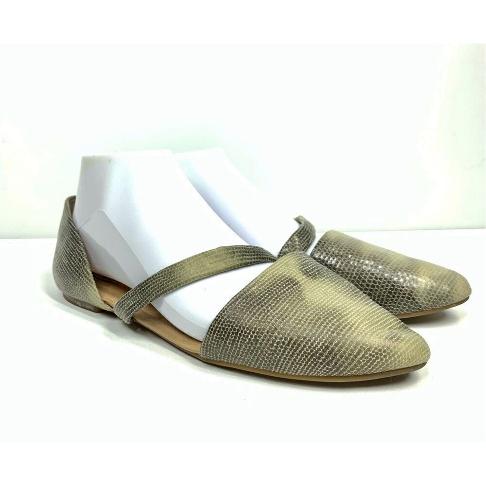 Lucky Brand Snakeskin Print Slip On Mutli Gray Flats Shoes Single Strap Women 9